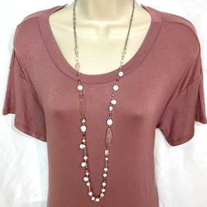 Nakamol - Natural Stone | Long Beaded Silver and White Necklace xs